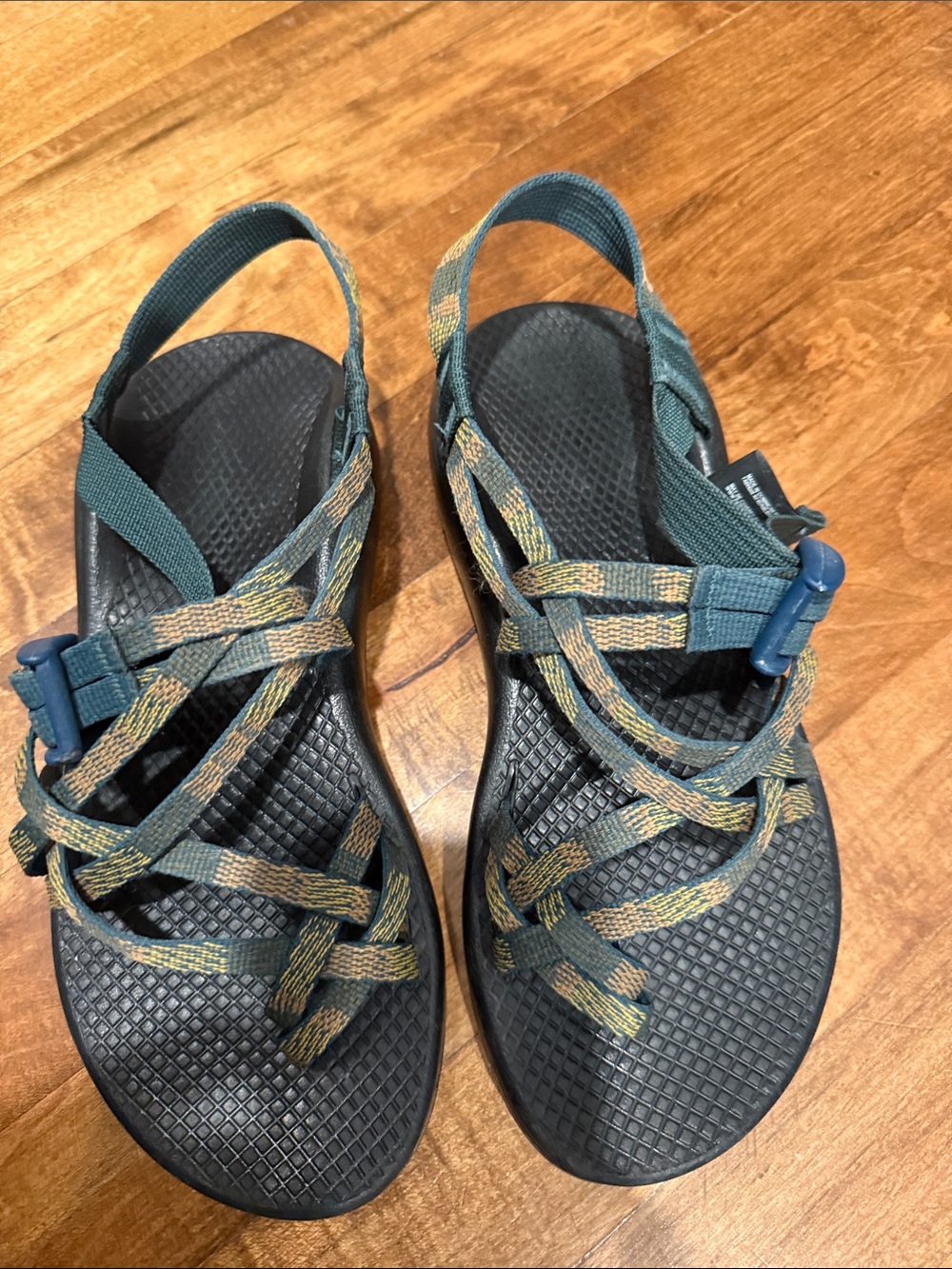 Chaco Women's Strappy Sandals - Teal with Yellow Accent